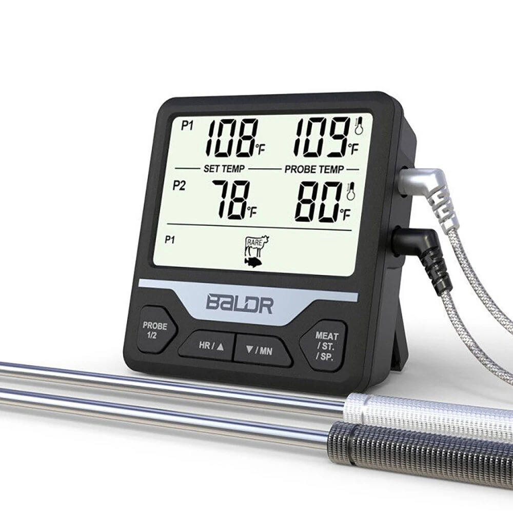 BALDR Split Dual Probe Food Thermometer Large Screen Electronic Food Thermometer Intelligent Split Digital Display Dual Probe Barbecue Fork Temperature Warning (image for) BALDR Split Dual Probe Food Thermometer Large Screen Electronic Food Thermometer Intelligent Split Digital Display Dual Probe Barbecue Fork Temperature Warning